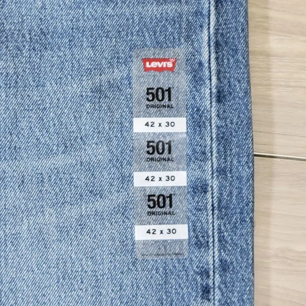 Levi's 501 Jeans Men's 42X30 Light Wash New 005013306